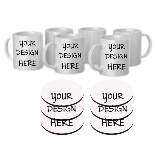 Personalised Combo of 6 Mugs &  6 Coasters